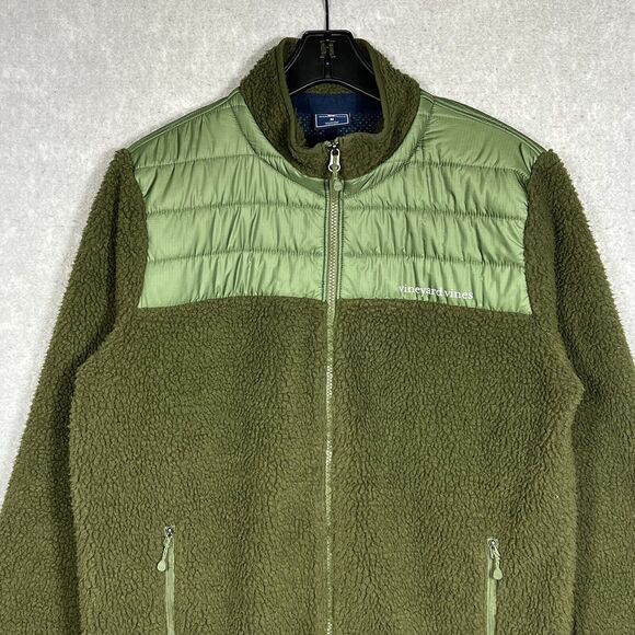 Vineyard Vines Sherpa Jacket Men’s Medium Green Full ZIP Lined - Picture 3 of 11